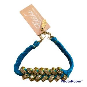 Ettika Turquoise Blue Braided Cubic Zirconia Bracelet